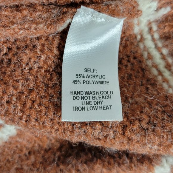 Lulus Crew Neck Loose Fit Acrylic Blend Sweater, Ladies Size Small Rust/Cream - Picture 10 of 11